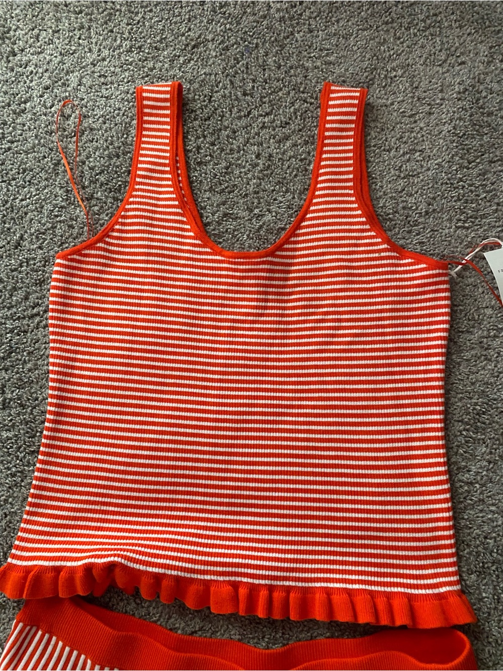 Women’s Red and White Striped Knit Tank & Skirt Set